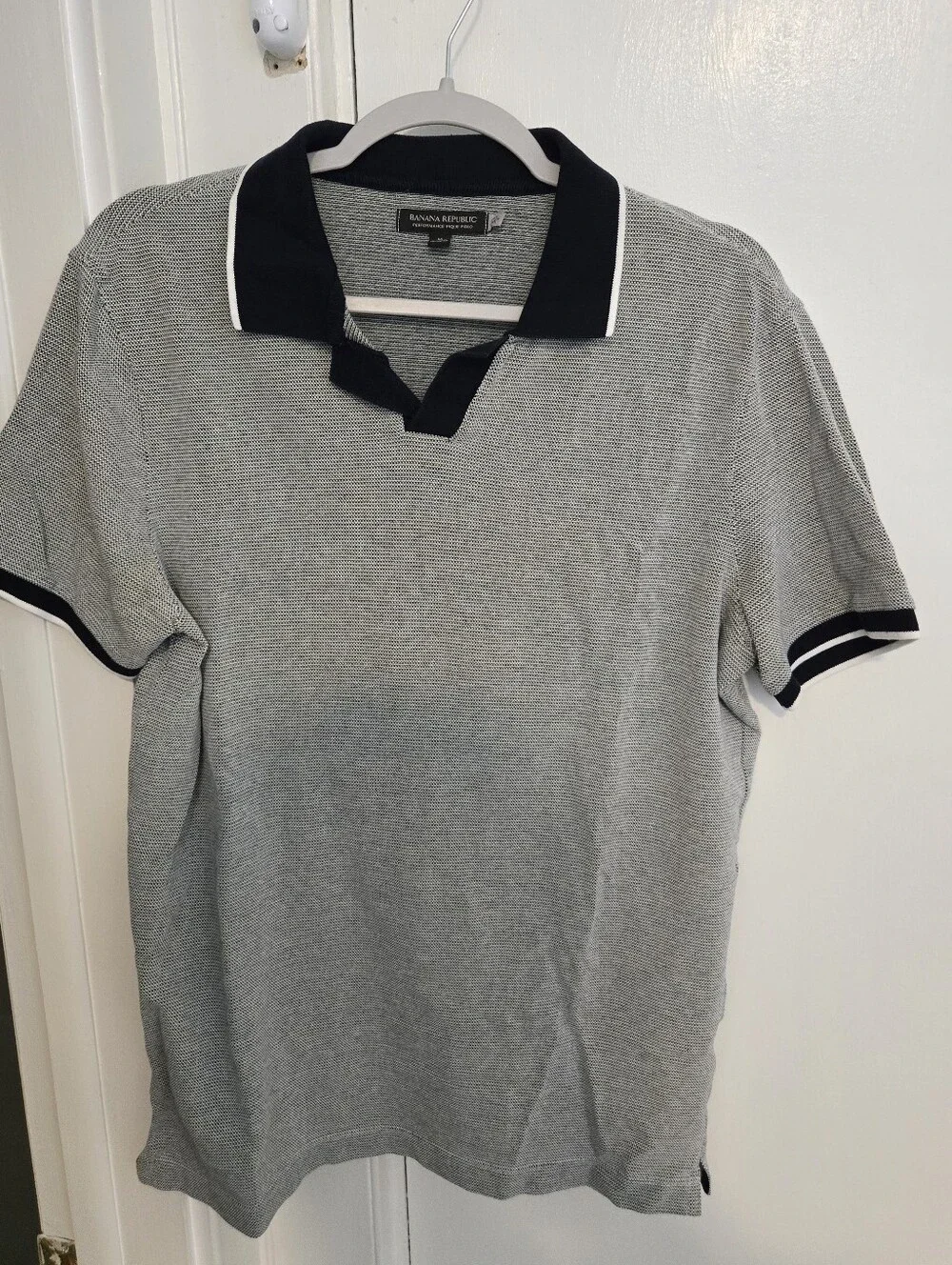 Banana Republic Gray Polo with Black Contrast Collar